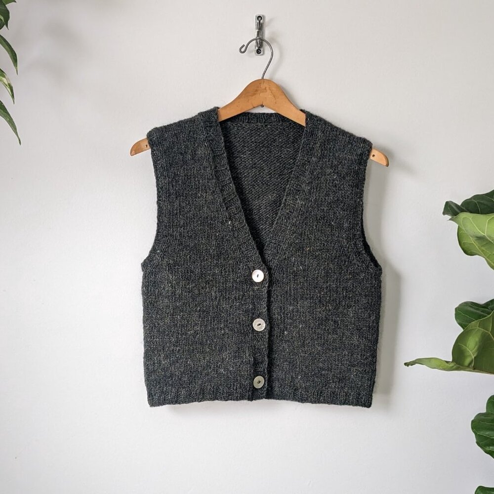 Handcrafted V-Neck Sweater Vest - Charcoal Gray